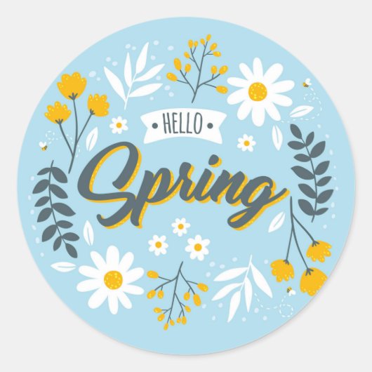 Hallo Frühling Blumen Aufkleber (Vorderseite)