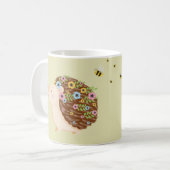 Hallo Frühling Blumen Igel Becher – Süße Biene & B Kaffeetasse (Vorderseite Links)