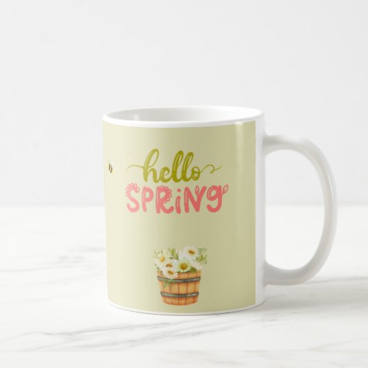 Hallo Frühling Blumen Igel Becher – Süße Biene & B Kaffeetasse (Rechts)
