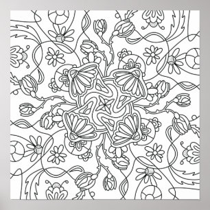 Hallo Frühling: Farbe Ihre eigene Blume Poster