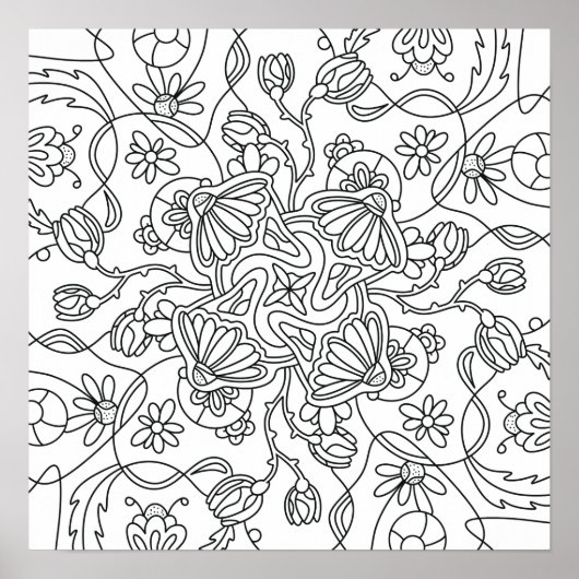 Hallo Frühling: Farbe Ihre eigene Blume Poster (Vorne)