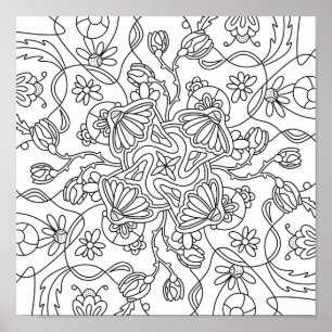 Hallo Frühling: Farbe Ihre eigene Blume Poster