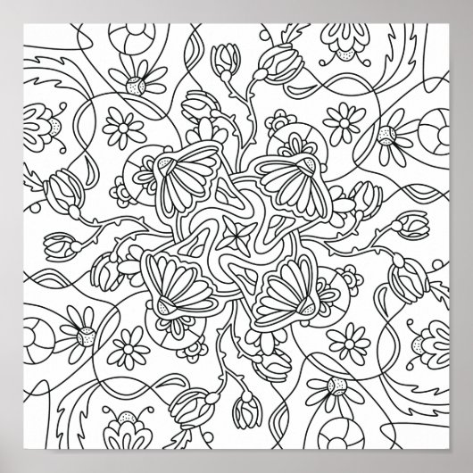 Hallo Frühling: Farbe Ihre eigene Blume Poster (Vorne)