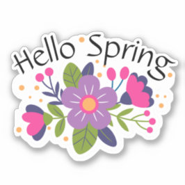 Hallo Frühling florale Farben Aufkleber