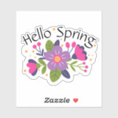 Hallo Frühling florale Farben Aufkleber (Blatt)