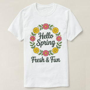 Hallo Frühling – Floraler Kranzkreis Pastell-T-Shi T-Shirt