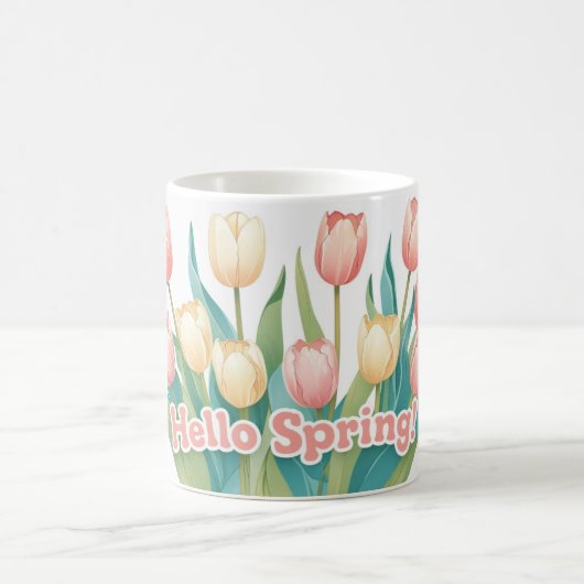 Hallo Frühling! fröhlich Tulip Bloom Kaffeetasse (Mittel)