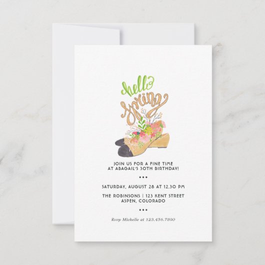 Hallo Frühling Geburtstagsparty Einladung (Rückseite)