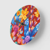 Hallo Frühling Glück Zeit florale Farben Runde Wanduhr (Winkel)