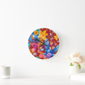 Hallo Frühling Glück Zeit florale Farben Runde Wanduhr (Zuhause)