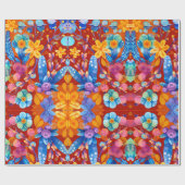 Hallo Frühling glückliche Zeit, florale Farben. Geschenkpapier (Flach)