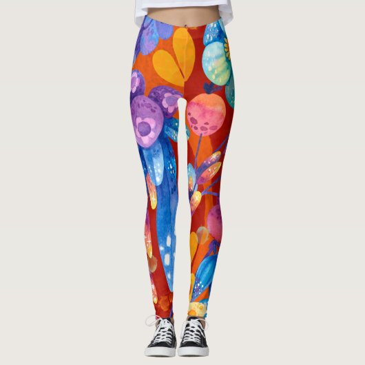 Hallo Frühling glückliche Zeit, florale Farben. Leggings (Vorderseite)