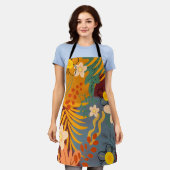 Hallo Frühling glückliche Zeit, florale Retro Schürze (Getragen)