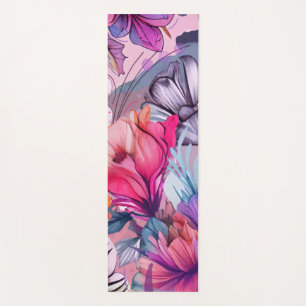 Hallo Frühling glückliche Zeit, rosa Lila Blüte Yogamatte