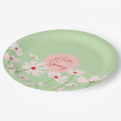 Hallo Frühling hellrosa Kosmos Blume Pappteller (Schrägansicht)