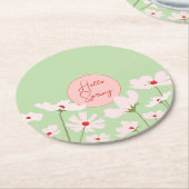 Hallo Frühling hellrosa Kosmos Blume Runder Pappuntersetzer (Angewinkelt)