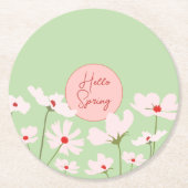 Hallo Frühling hellrosa Kosmos Blume Runder Pappuntersetzer (Vorderseite)
