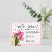 Hallo Frühling Immobilien Postkarte | Blauer Frühl (Stehend Vorderseite)