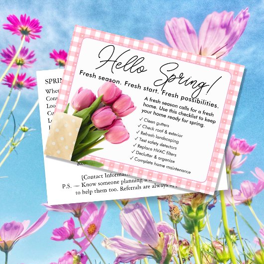 Hallo Frühling Immobilien Postkarte | Blauer Frühl