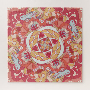 Hallo Frühling: Joyful Botanical Pink Garden Puzzle