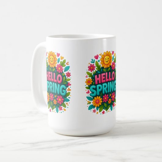 Hallo Frühling Kaffeetasse (Vorderseite Links)