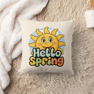 Hallo Frühling : Lachende Sonne und Blauer Himmel Kissen
