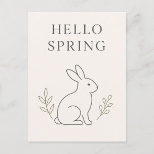 Hallo Frühling Minimal Kaninchen Linienkunst Postkarte