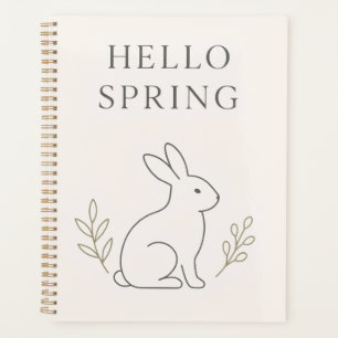 Hallo Frühling Minimalistische Hasen-Linienkunst Planer