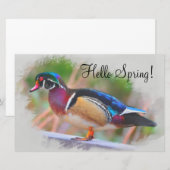 Hallo Frühling! Mit der Holzente! Briefpapier (Vorne/Hinten)