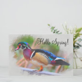 Hallo Frühling! Mit der Holzente! Briefpapier (Stehend Vorderseite)