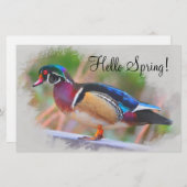 Hallo Frühling! Mit der Holzente! Briefpapier (Vorne/Hinten)