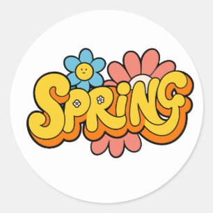 Hallo Frühling   mit frischem floralem klassischen Runder Aufkleber