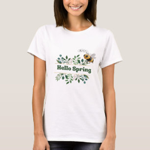 Hallo Frühling - Niedliche Biene & Botanische Wass T-Shirt