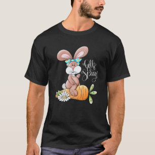 Hallo Frühling Oster Bunny Rabbit Messy Bun Carrot T-Shirt