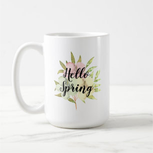 Hallo Frühling Pastell Aquarell Blumen Kaffeetasse