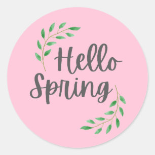 Hallo Frühling Rosa Pastell Frühlingszeit Runder Aufkleber