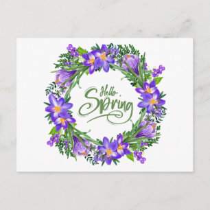 Hallo Frühling Schöner Blumenkranz Postkarte