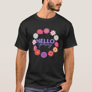 Hallo Frühling Sonnige Sonne Blume Frauen Ostern M T-Shirt