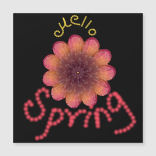 Hallo Frühling - Texturierte rosa und orange Blume Magnetkarte