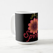Hallo Frühling - Texturierte rosa und orangefarben Kaffeetasse (Vorderseite Links)