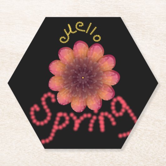 Hallo Frühling - Texturierte rosa und orangefarben Untersetzer (Vorderseite)