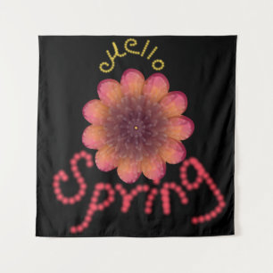 Hallo Frühling - Texturierte rosa und orangefarben Wandteppich