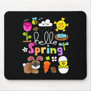 Hallo Frühling und Ostern Bunny Rabbit Kinder Mädc Mousepad