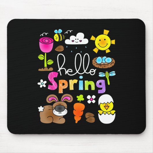 Hallo Frühling und Ostern Bunny Rabbit Kinder Mädc Mousepad (Vorne)
