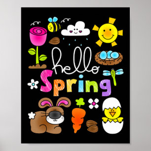 Hallo Frühling und Ostern Bunny Rabbit Kinder Mädc Poster