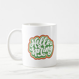 Hallo Frühling, vintage farbenfrohe Typografie Frü Kaffeetasse