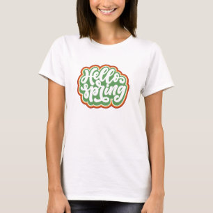 Hallo Frühling, vintage farbenfrohe Typografie Frü T-Shirt