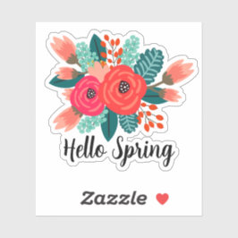 Hallo Frühlingsangebot Farbiges Blumendesign Aufkleber