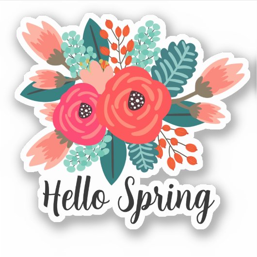 Hallo Frühlingsangebot Farbiges Blumendesign Aufkleber (Vorderseite)