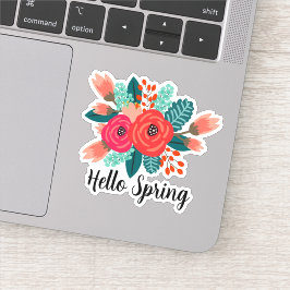 Hallo Frühlingsangebot Farbiges Blumendesign Aufkleber